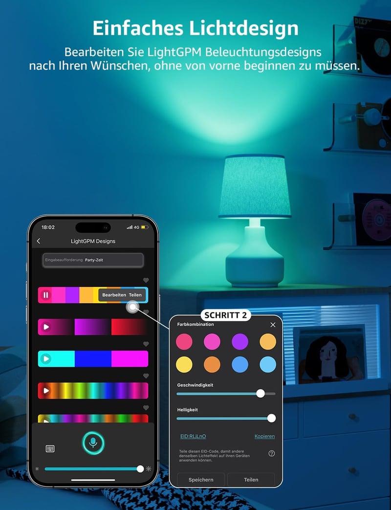 Lepro AI Smart LED izzó E14 4,9W RGB színváltós, hangvezérlés Alexa Google, WiFi Bluetooth, meleg hideg fehér fény