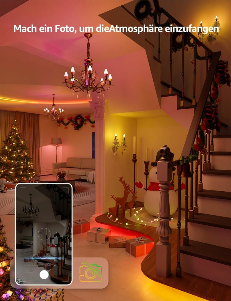 Lepro AI Smart LED izzó E14 4,9W RGB színváltós, hangvezérlés Alexa Google, WiFi Bluetooth, meleg hideg fehér fény