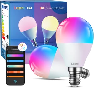 Lepro BP1 inteligentná LED žiarovka E14 G45 4,9 W RGB+CCT WiFi & Bluetooth – 2-balenie