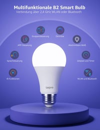 Lepro E27 10W okos izzó 2db, dimmelhető WiFi LED lámpa Alexa Google kompatibilis 10