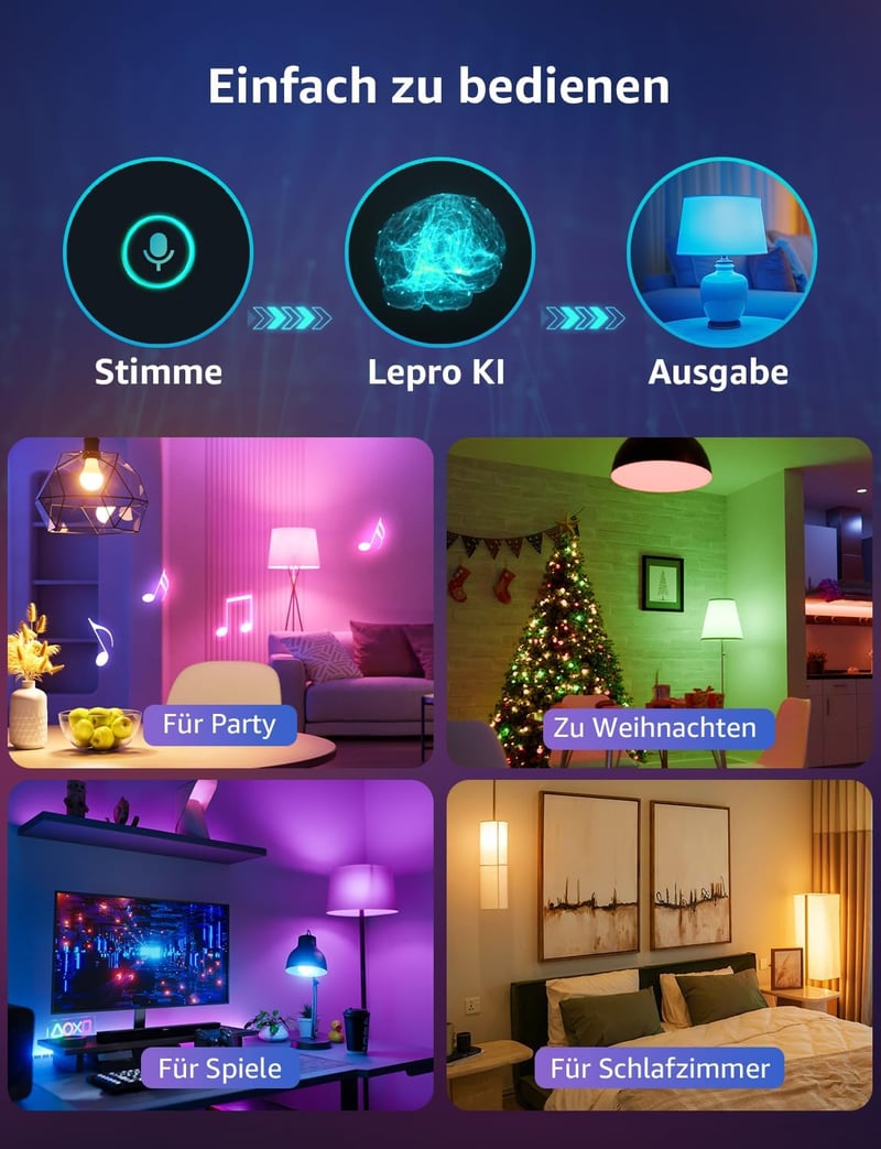 Lepro E27 10W okos izzó 2db, dimmelhető WiFi LED lámpa Alexa Google kompatibilis
