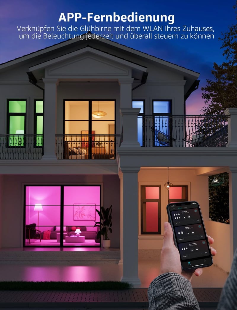 Lepro E27 10W okos izzó 2db, dimmelhető WiFi LED lámpa Alexa Google kompatibilis