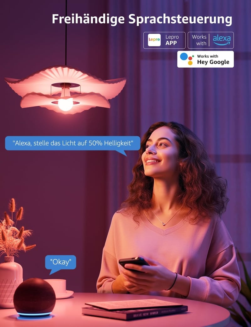 Lepro E27 8.5W Okos Izzó Dimmer Funkcióval, WiFi és Bluetooth, Alexa és Google Kompatibilis