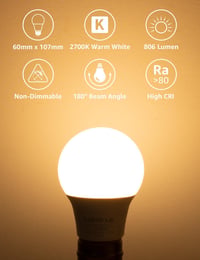 Lepro E27 LED izzó 8,5W meleg fehér 806 lumen energiatakarékos A60 2