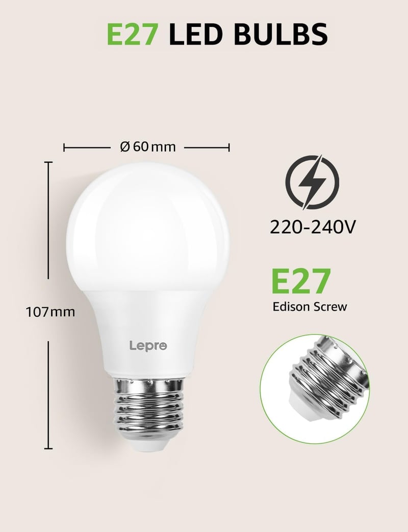 Lepro E27 LED izzó 8,5W meleg fehér 806 lumen energiatakarékos A60