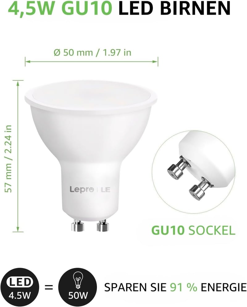 Lepro GU10 okos LED izzó szett, Alexa kompatibilis, dimmelhető meleg és hideg fehér