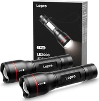 Lepro LE2000 LED Lámpa 5 Móddal, Zoomható Kemping Fénylámpa, Vízálló Elemlámpa 2db - 2, Zoomable 1