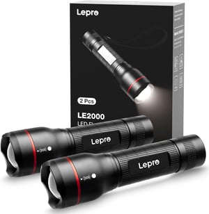 LED baterka Lepro LE2000, 5 režimov, so zoomom – 2 ks
