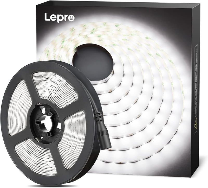 Lepro LED szalag 5m hideg fehér 12V 300 LED 2835 chip 6000K 2300 lumen öntapadós beltéri világítás konyha otthon