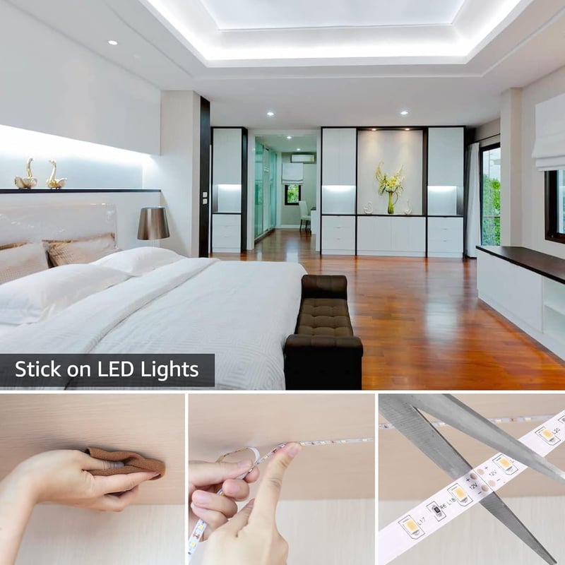 Lepro LED szalag 5m hideg fehér 12V 300 LED 2835 chip 6000K 2300 lumen öntapadós beltéri világítás konyha otthon