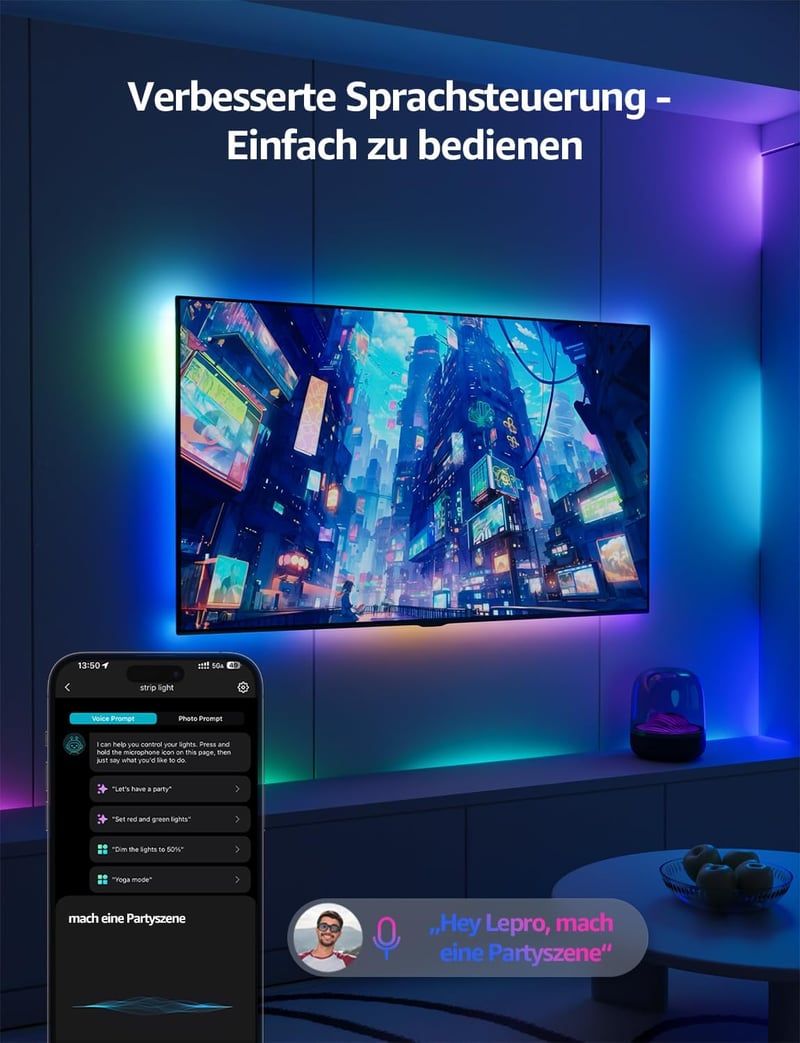 Lepro MagicColor RGBIC 5m okos LED szalag Alexa és Google kompatibilis