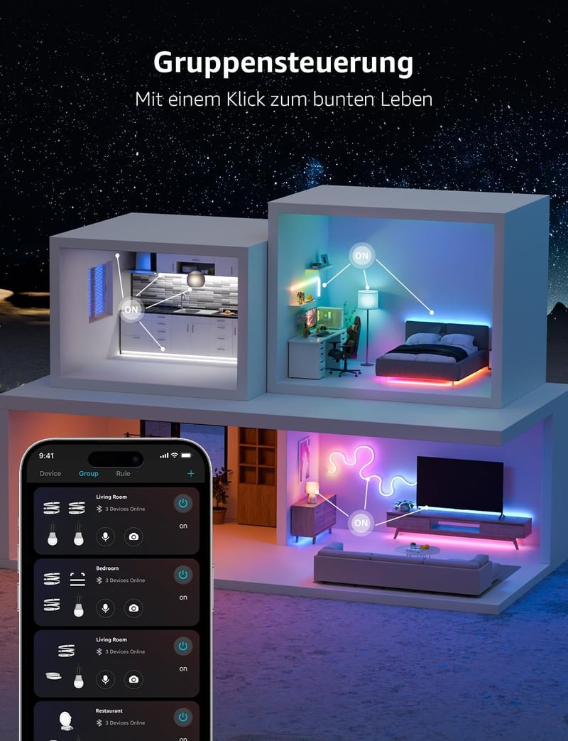 Lepro MagicColor RGBIC 5m okos LED szalag Alexa és Google kompatibilis
