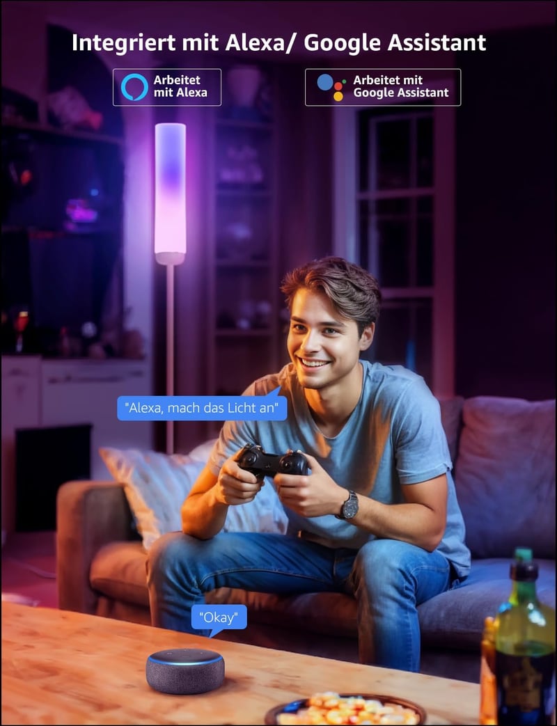 Lepro O1 okos állólámpa 2300 lm, 22 W fényerőszabályzós RGBCCT, WiFi Bluetooth, Alexa Google, zene szinkron, hangvezérlés