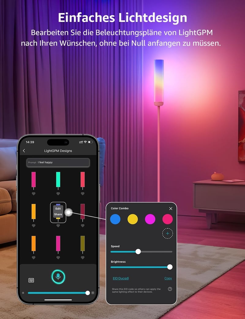 Lepro O1 okos állólámpa 2300 lm, 22 W fényerőszabályzós RGBCCT, WiFi Bluetooth, Alexa Google, zene szinkron, hangvezérlés
