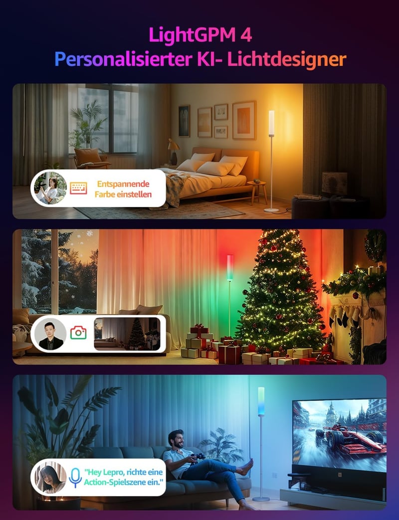 Lepro O1 okos állólámpa 2300 lm, 22 W fényerőszabályzós RGBCCT, WiFi Bluetooth, Alexa Google, zene szinkron, hangvezérlés