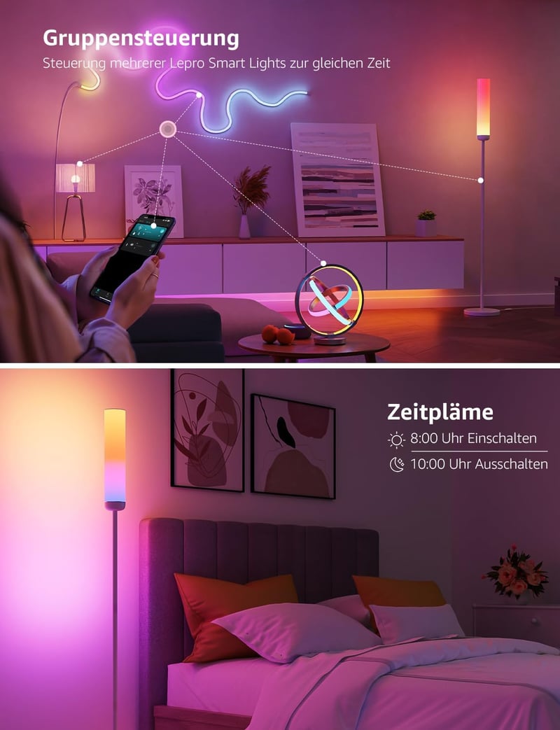 Lepro O1 okos állólámpa 2300 lm, 22 W fényerőszabályzós RGBCCT, WiFi Bluetooth, Alexa Google, zene szinkron, hangvezérlés