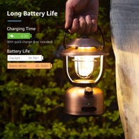 Retro kempingová lampa Lepro 1000 lúmenov, nabíjateľná kempingová lampa s 15000 mAh powerbankou, antik bronz, 2500K teplá biela a 5000K studená biela, stmievateľná 2