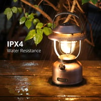 Retro kempingová lampa Lepro 1000 lúmenov, nabíjateľná kempingová lampa s 15000 mAh powerbankou, antik bronz, 2500K teplá biela a 5000K studená biela, stmievateľná 6