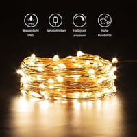 Lepro Réz Vezetékes LED Fényfüzér 10m - Vízálló Csillag Fénysor Kapcsolóval, 100 LED, Meleg Fehér, Kültéri-Beltéri Dekoráció 3