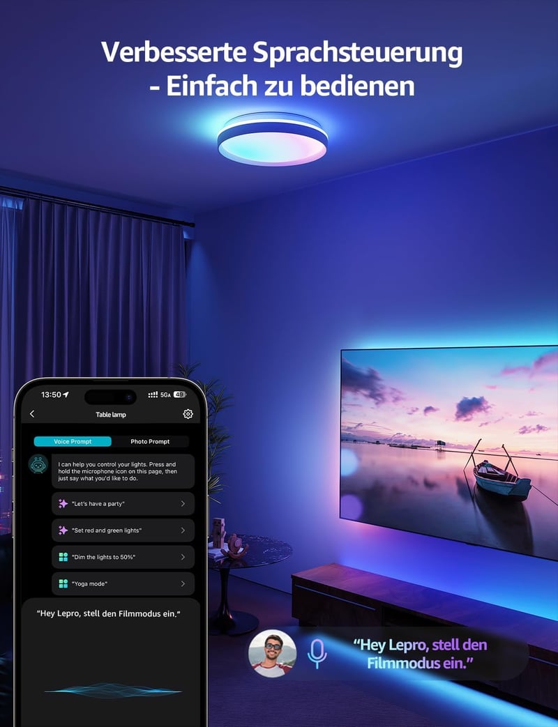 Lepro T1 Okos Mennyezeti Lámpa RGBCCT Dimmelhető WiFi Bluetooth Alexa Google