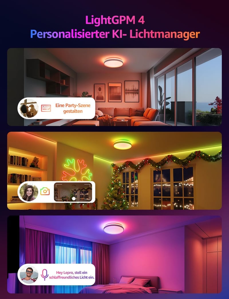 Lepro T1 Okos Mennyezeti Lámpa RGBCCT Dimmelhető WiFi Bluetooth Alexa Google