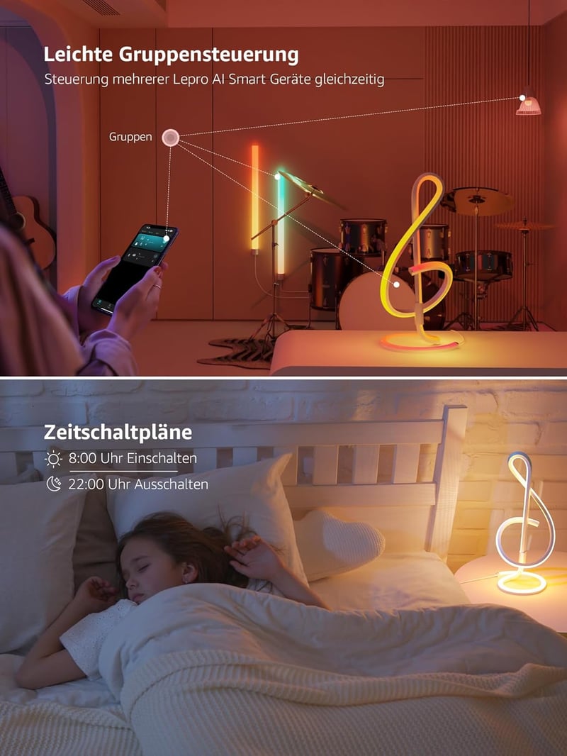 Lepro TB2 Okos Asztali Lámpa RGB LED, Zeneszinkron, Hangvezérlés Alexa/Google