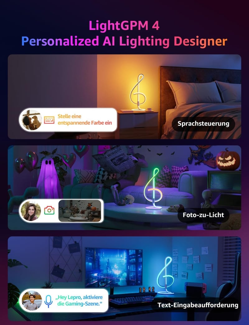 Lepro TB2 Okos Asztali Lámpa RGB LED, Zeneszinkron, Hangvezérlés Alexa/Google