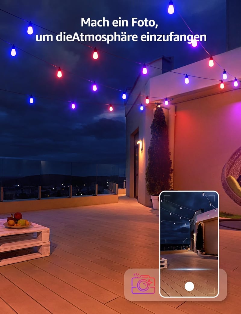 Lepro ZB1 WiFi LED Fényfüzér Kültéri RGB+Meleg Fehér Okos Izzók 30db IP65