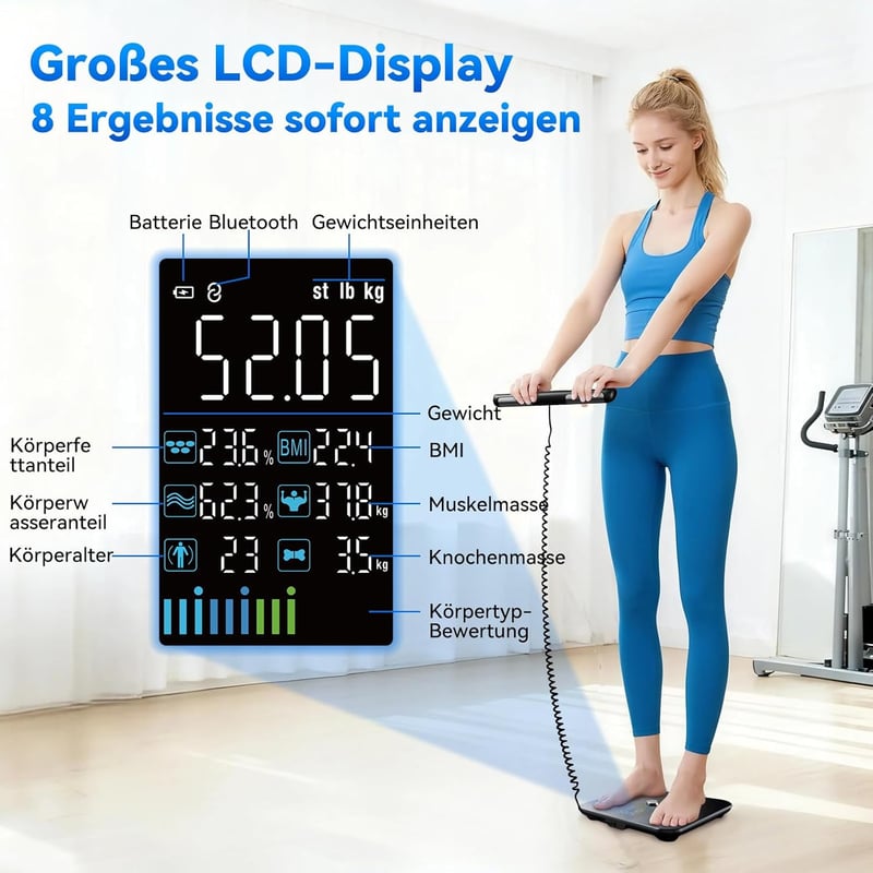 Lepulse P1 testösszetétel mérleg kézi szenzorokkal, 24 felhasználó, testzsír és izomtömeg mérés