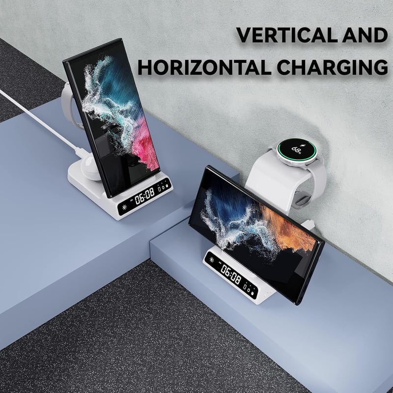 leQuiven 3 az 1-ben vezeték nélküli töltőállomás Samsung S25/S24/S23 és Galaxy Watch 8/Buds3 készülékekhez