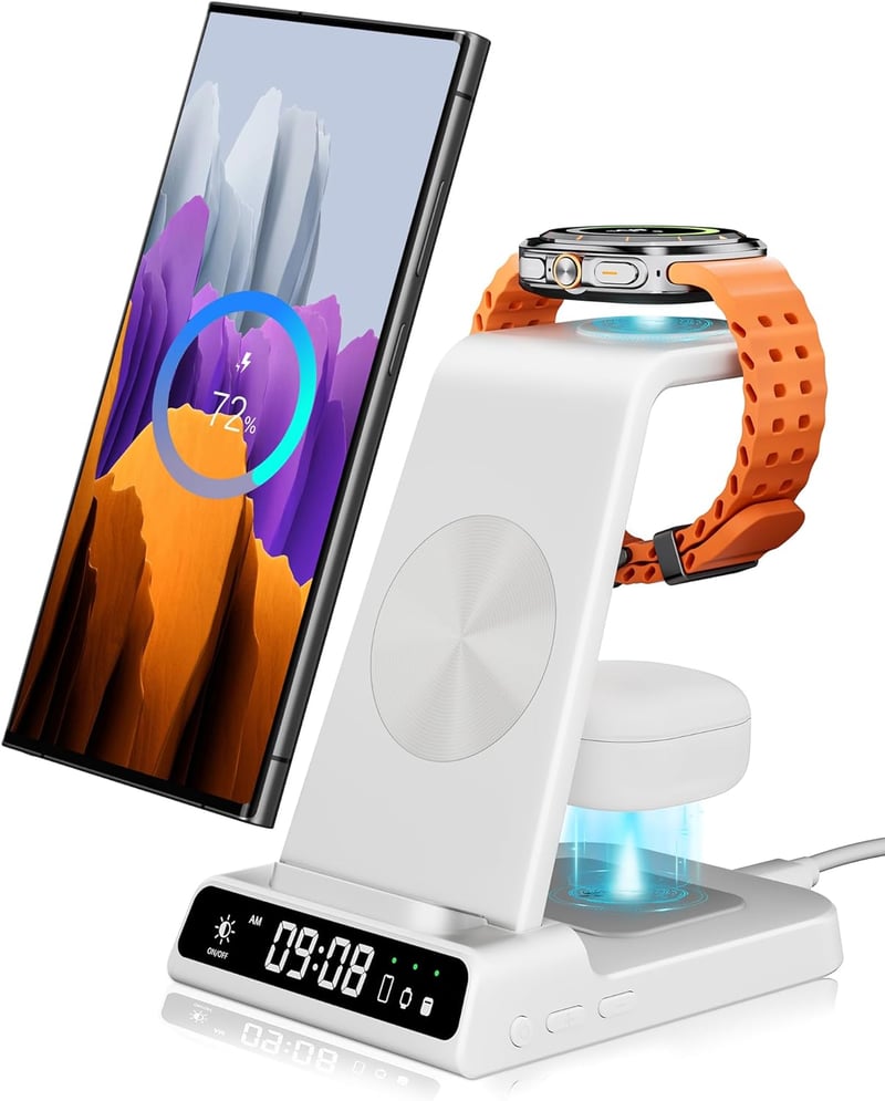 leQuiven 3 az 1-ben vezeték nélküli töltőállomás Samsung S25/S24/S23 és Galaxy Watch 8/Buds3 készülékekhez