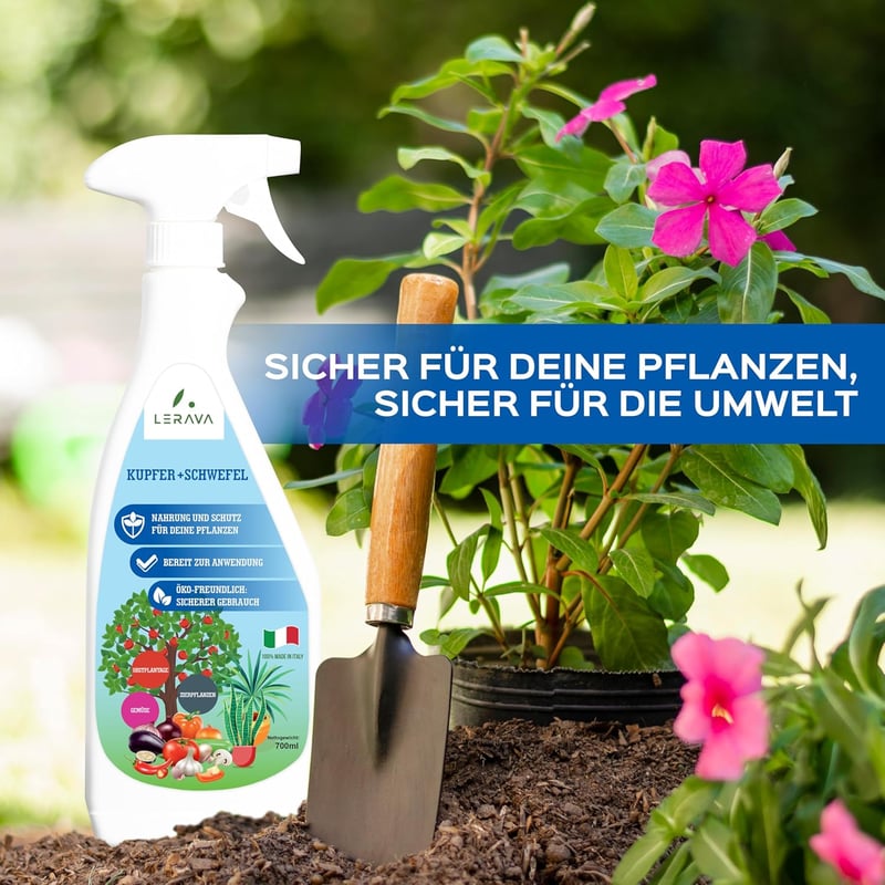 LERAVA Réz és Kén Fungicid Spray 700ml - Lisztharmat Elleni Permetszer Rózsához, Szőlőhöz, Gyümölcsfákhoz