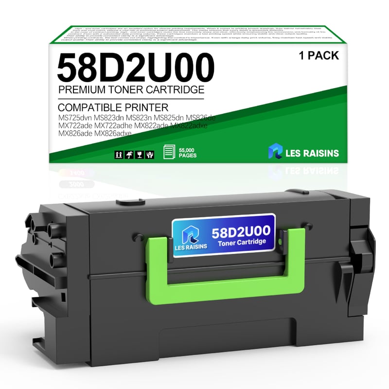 LES RAISINS 58D2U00 Čierna tonerová kazeta – Kompatibilná s Lexmark MS725DVN MS821DN MS822DE MS823DN MS825DN MS826DE MX721ADE MX722ADE MX822ADE MX826ADE