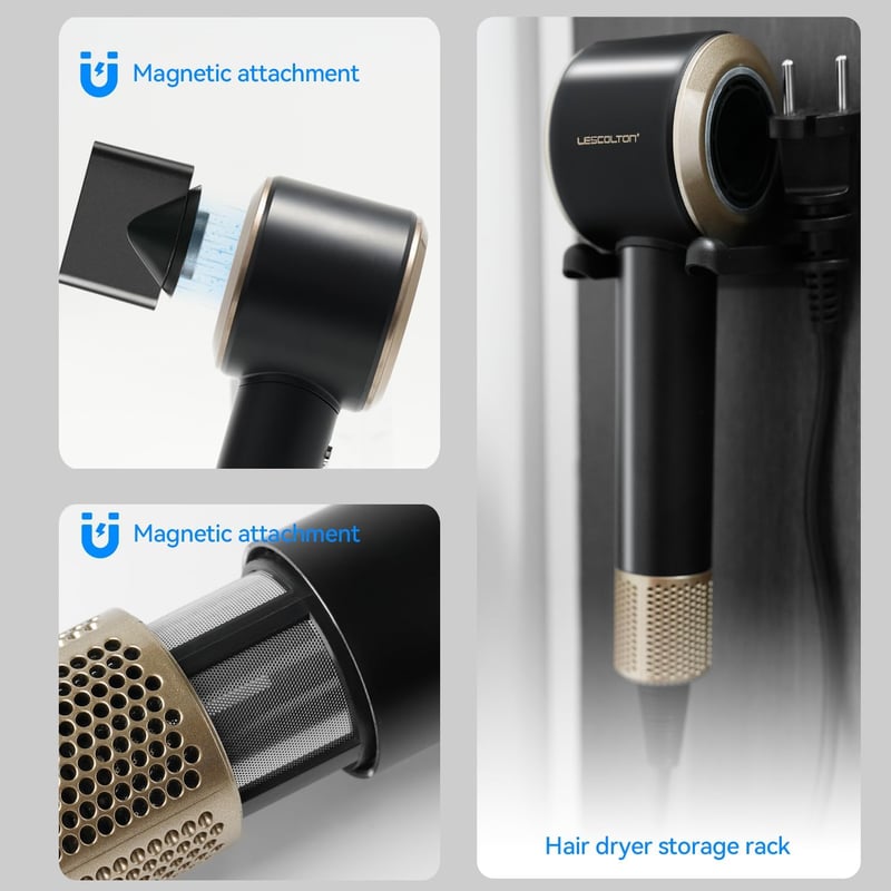 LESCOLTON Hajszárító Brushless Motor 110000 RPM Gyors Szárítás 3 Hőfok 2 Sebesség Fekete
