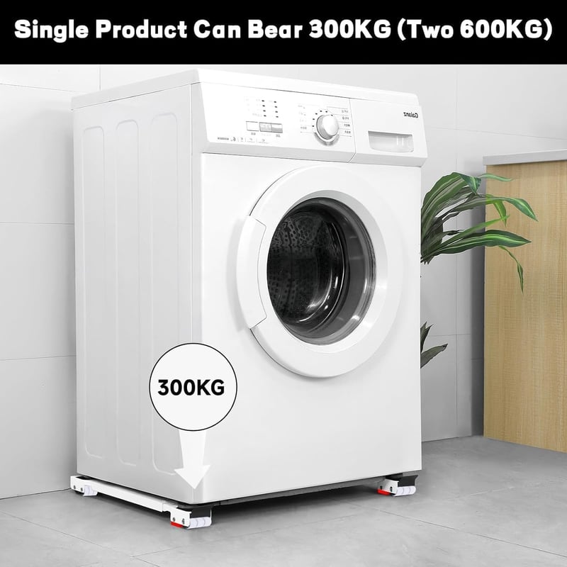 Leseed Mosógép Alátét Keret 2db Fékezős Görgővel 300kg Terhelhetőség Fehér