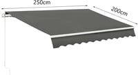 lesolar Csuklókaros Napellenző 250x200 cm - Erkély, Terasz és Udvar Árnyékoló, Manuális Kezelésű Alumínium-Poliészter Pergola Napvédő (Szürk 2