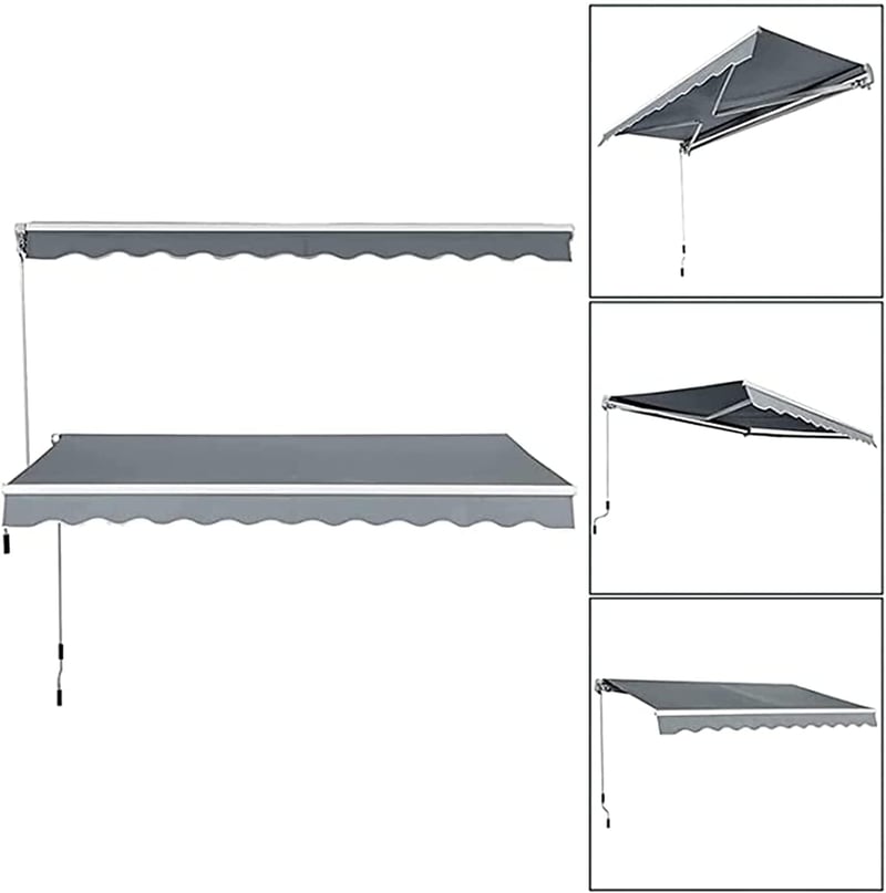 lesolar Csuklókaros Napellenző 250x200 cm - Erkély, Terasz és Udvar Árnyékoló, Manuális Kezelésű Alumínium-Poliészter Pergola Napvédő (Szürk