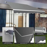 lesolar Csuklókaros Napellenző 250x200 cm - Erkély, Terasz és Udvar Árnyékoló, Manuális Kezelésű Alumínium-Poliészter Pergola Napvédő (Szürk 4