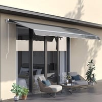 lesolar Csuklókaros Napellenző 250x200 cm - Erkély, Terasz és Udvar Árnyékoló, Manuális Kezelésű Alumínium-Poliészter Pergola Napvédő (Szürk 1