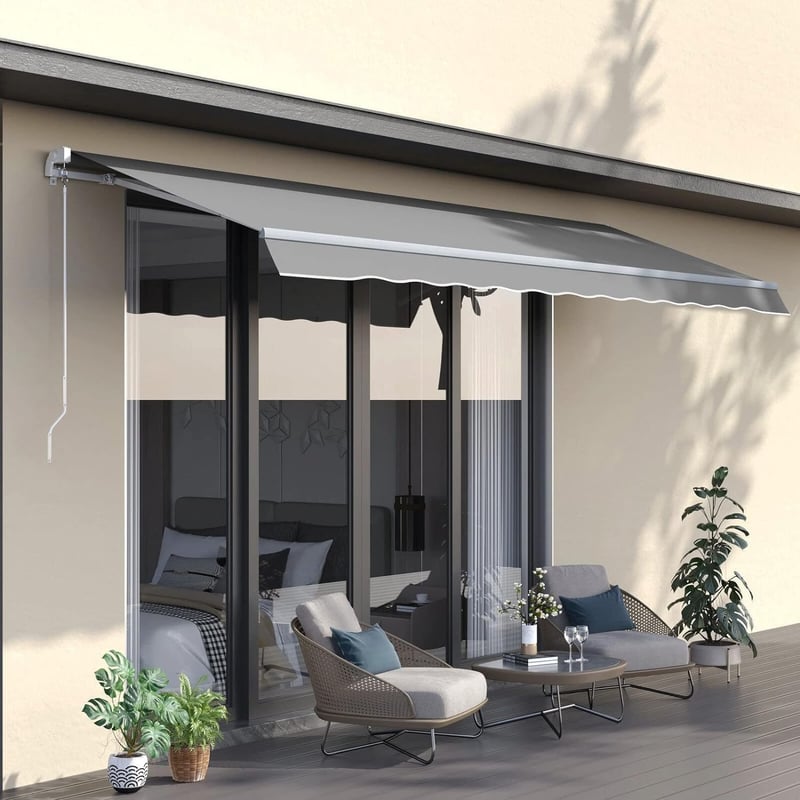 lesolar Csuklókaros Napellenző 250x200 cm - Erkély, Terasz és Udvar Árnyékoló, Manuális Kezelésű Alumínium-Poliészter Pergola Napvédő (Szürk