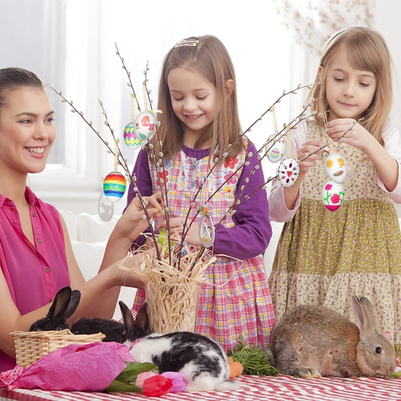 LessMo 36 db Húsvéti Tojás Festéshez Műanyag Díszítő Tojások Festékkel