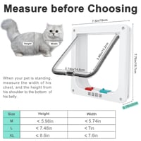 Ușă pentru pisici Lessmon pentru ferestre și uși glisante, cu închidere în 4 direcții, trapă pentru animale de companie rezistentă la intemperii, pentru uși subțiri și pereți, dimensiune medie, 17x16 cm 5