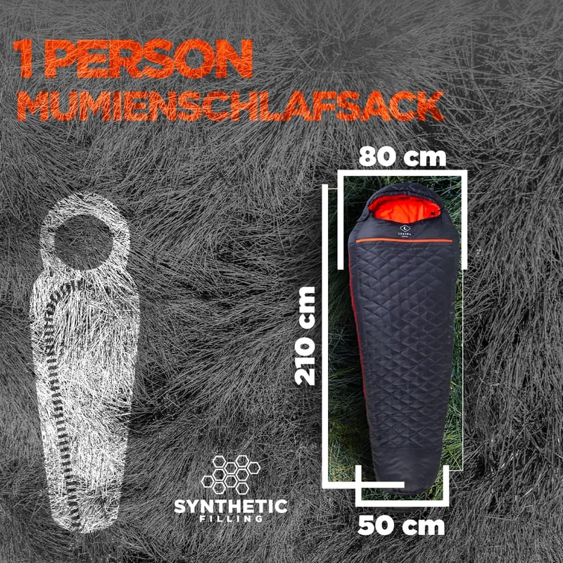 Lestra Mount Everest Négyszezonos Hálózsák -5°C Kényelmi Hőmérséklet Sötétszürke - 210cm, Left