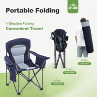 Skladacia kempingová stolička LET'S CAMP s nosnosťou 200 kg, držiakom na pohár a chladiacou taškou, nadrozmerná rybárska stolička na vonkajšie použitie 5
