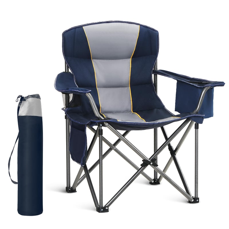 LET'S CAMP Skladacia kempingová stolička s chladiacou taškou a držiakom na nápoje, materiál 600D Oxford, vonkajšia rybárska stolička, nosnosť 200 kg