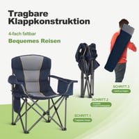 LET'S CAMP Skladacia kempingová stolička s chladiacou taškou a držiakom na nápoje, materiál 600D Oxford, vonkajšia rybárska stolička, nosnosť 200 kg 7