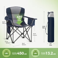 LET'S CAMP Skladacia kempingová stolička s chladiacou taškou a držiakom na nápoje, materiál 600D Oxford, vonkajšia rybárska stolička, nosnosť 200 kg 2