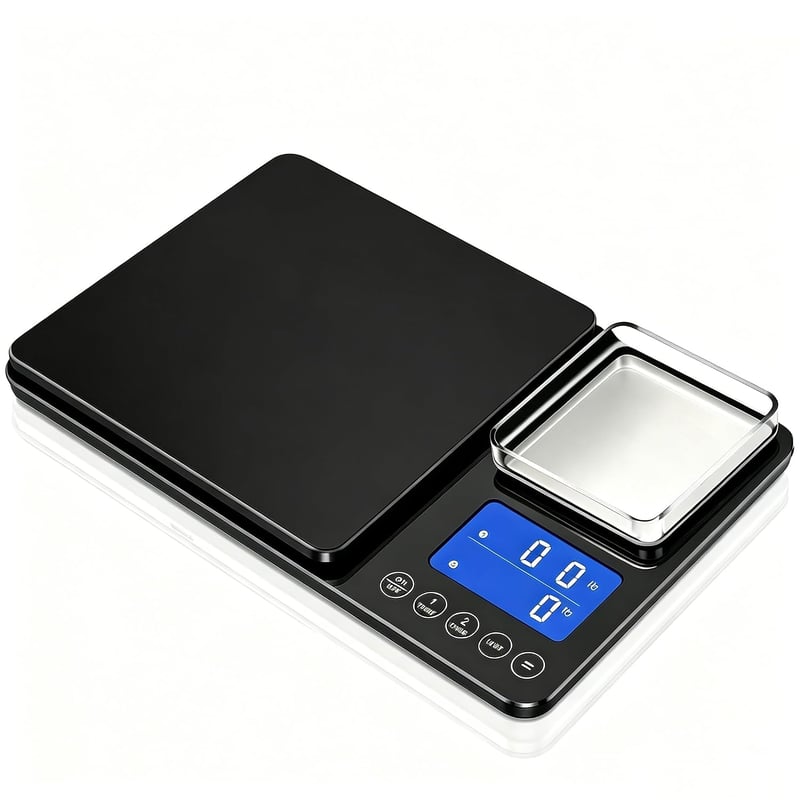 Letron kétplatformos digitális mérleg 15 kg/1 g és 500 g/0,01 g, LED kijelző, USB, konyhai és ékszermérleg