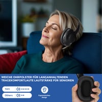 Bezdrôtové TV slúchadlá LETSACTIV pre seniorov, cez uši (over-ear), s 2,4 GHz RF vysielačom a nabíjacou stanicou, dosah 45 metrov, 35 hodín prehrávania, bez oneskorenia 3