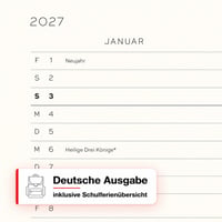 LEUCHTTURM1917 Týždenný diár 2027 Medium (A5) s poznámkovým blokom – Plánovač, nemecký jazyk, čerešňová, mäkká väzba, január – december 2027, týždenný prehľad vľavo + poznámková strana vpravo 6